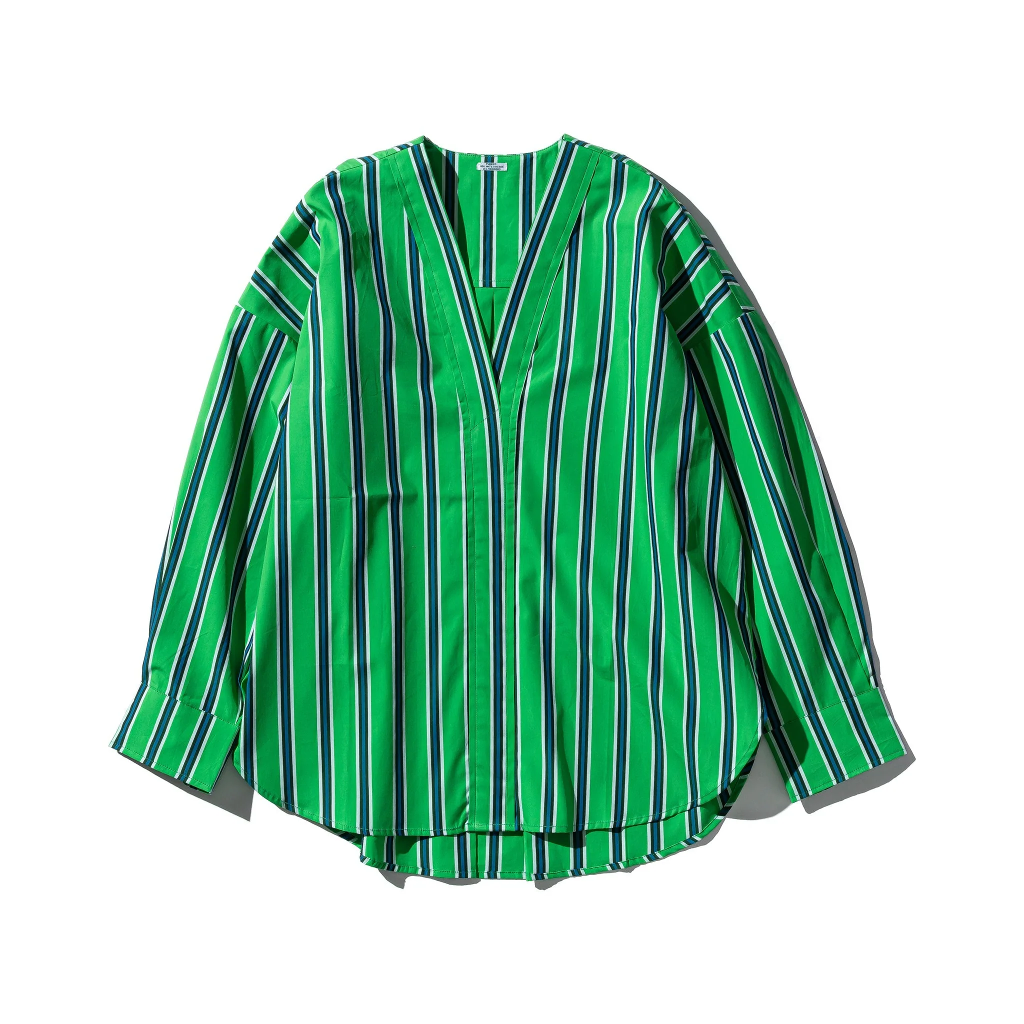 Cotton V-Neck Stripe Shirt - Image 4