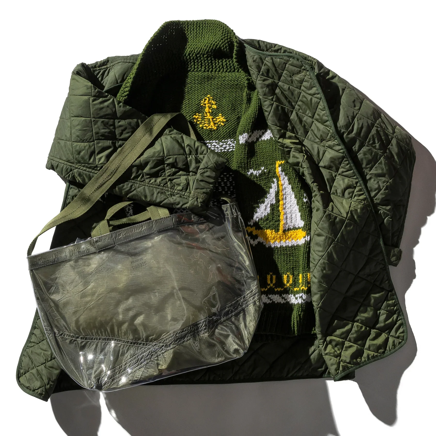 Covered Parachute Shoulder Bag - Olive - Image 2