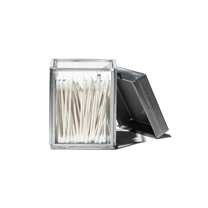 GLASS BOX W/RECYCLE STEEL LID - Cotton Swab - Image 2
