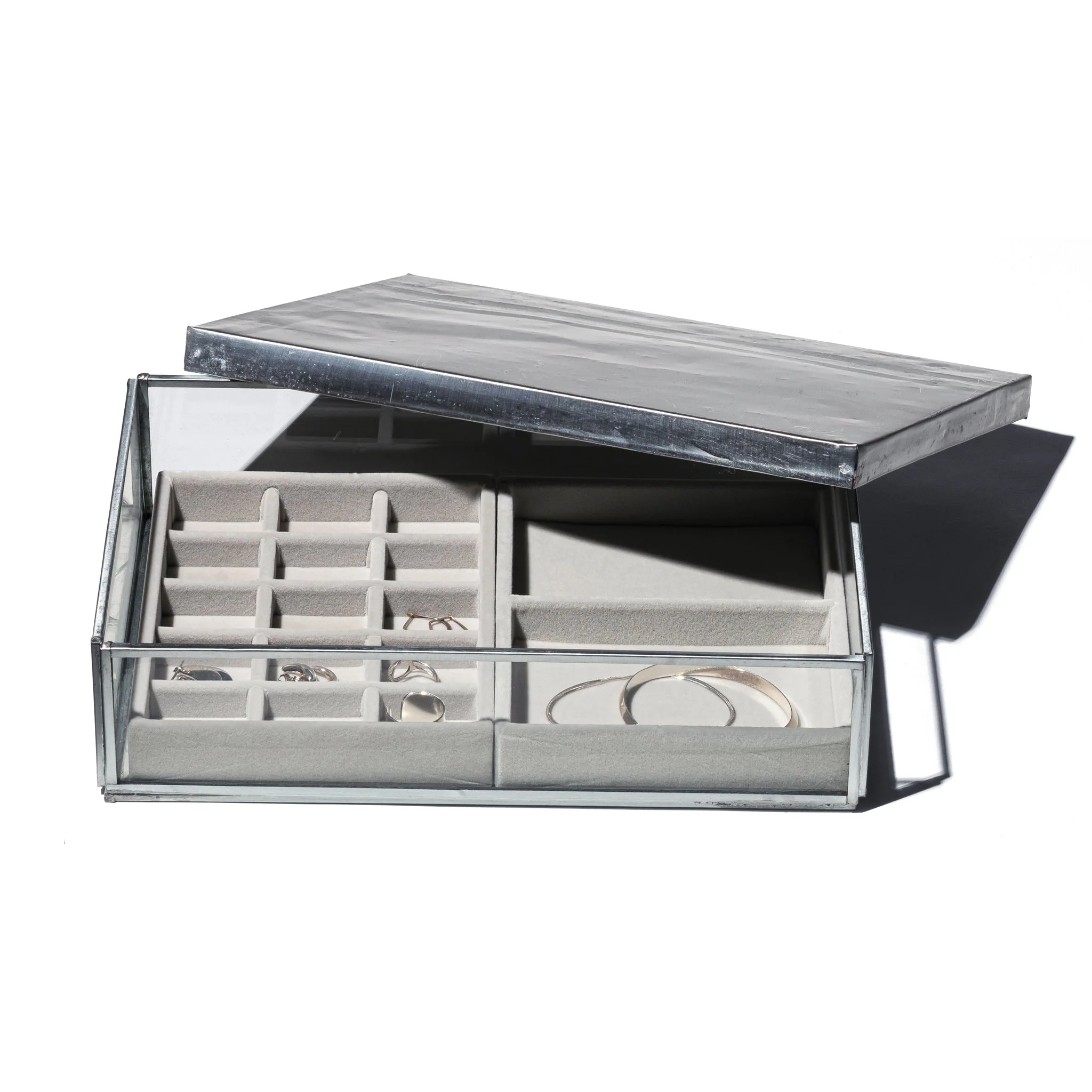 JEWELRY GLASS BOX W/RECYCLE STEEL LID - Image 2