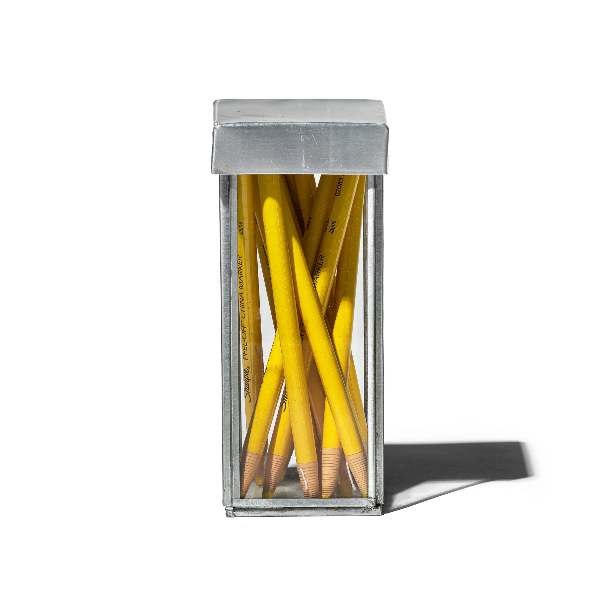 GLASS BOX W/RECYCLE STEEL LID - Pen Stand - Image 2