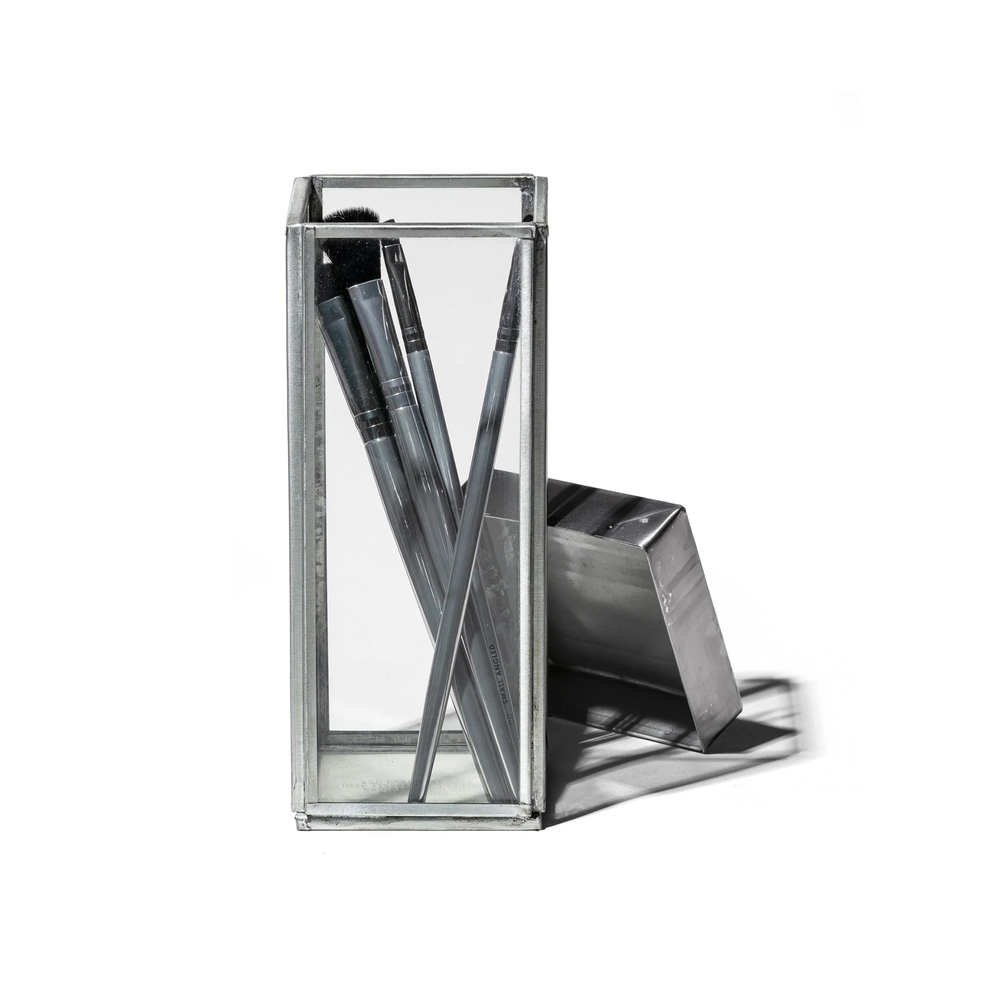 GLASS BOX W/RECYCLE STEEL LID - Pen Stand - Image 3