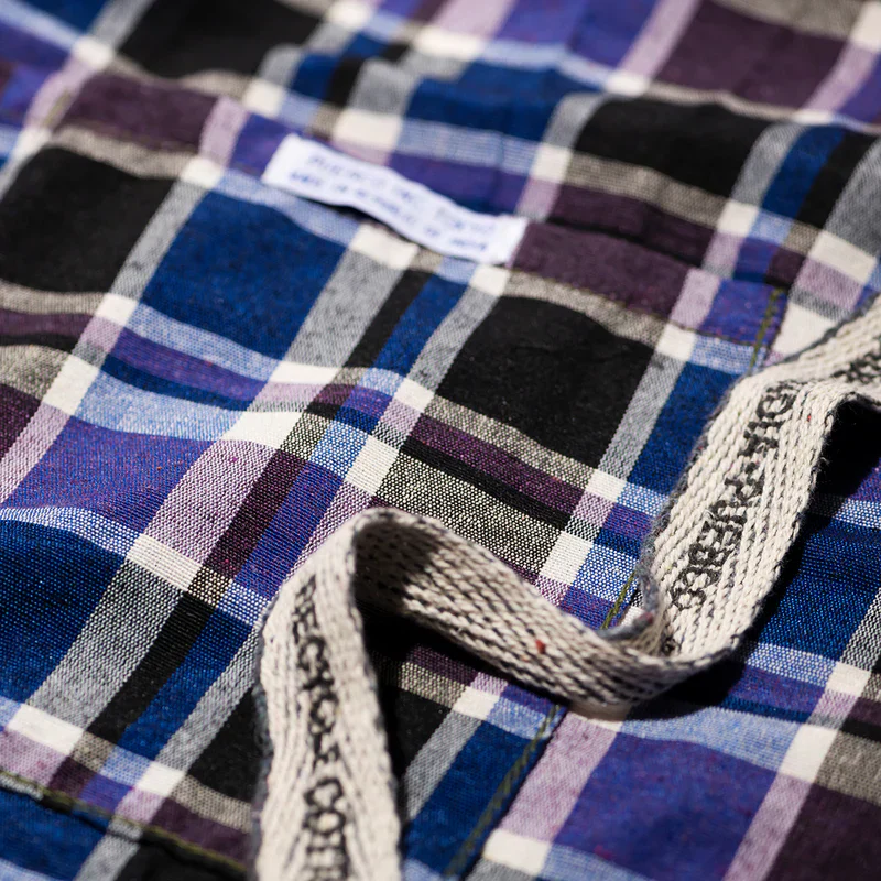Recycle Cotton Check Apron Blue - Image 5