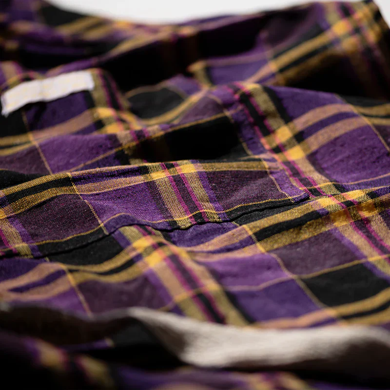 Recycle Cotton Check Apron Purple Mix - Image 3