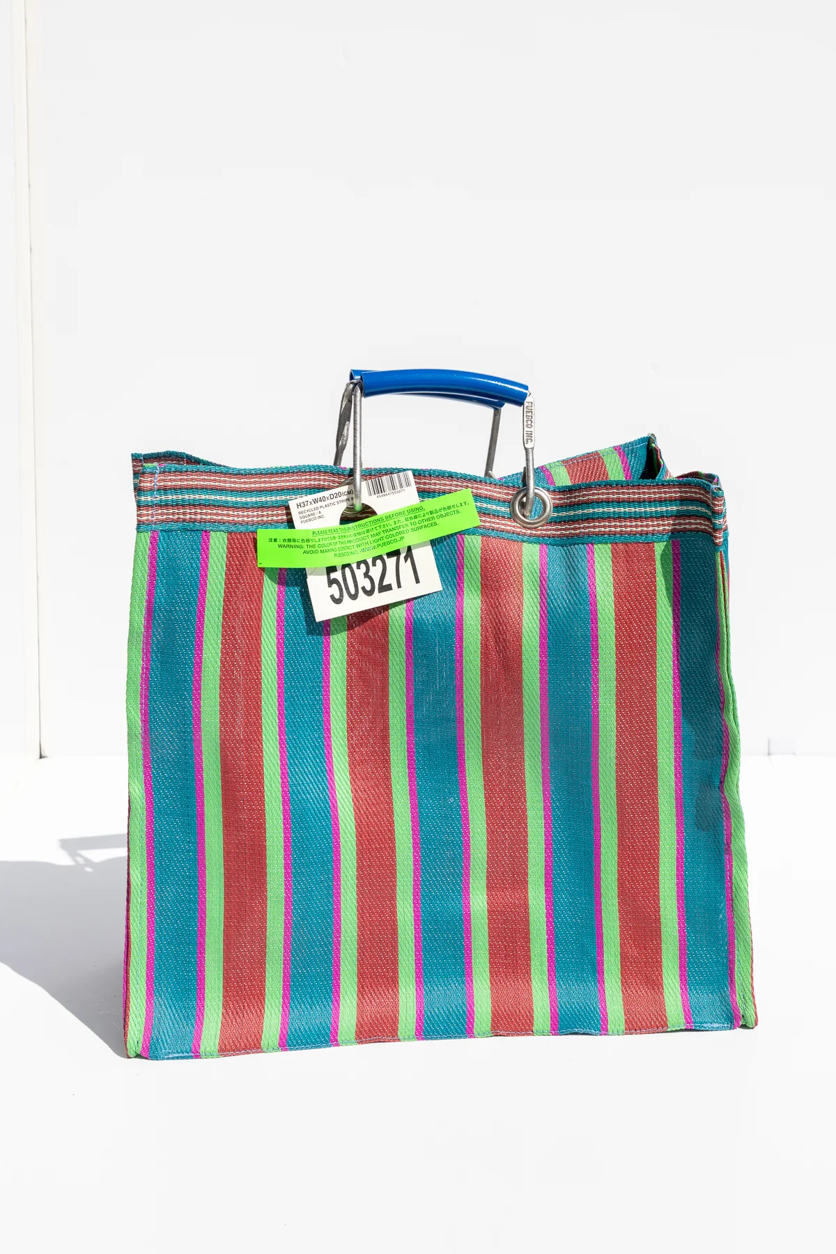RECYCLED PLASTIC STRIPE BAG - Square - Image 2