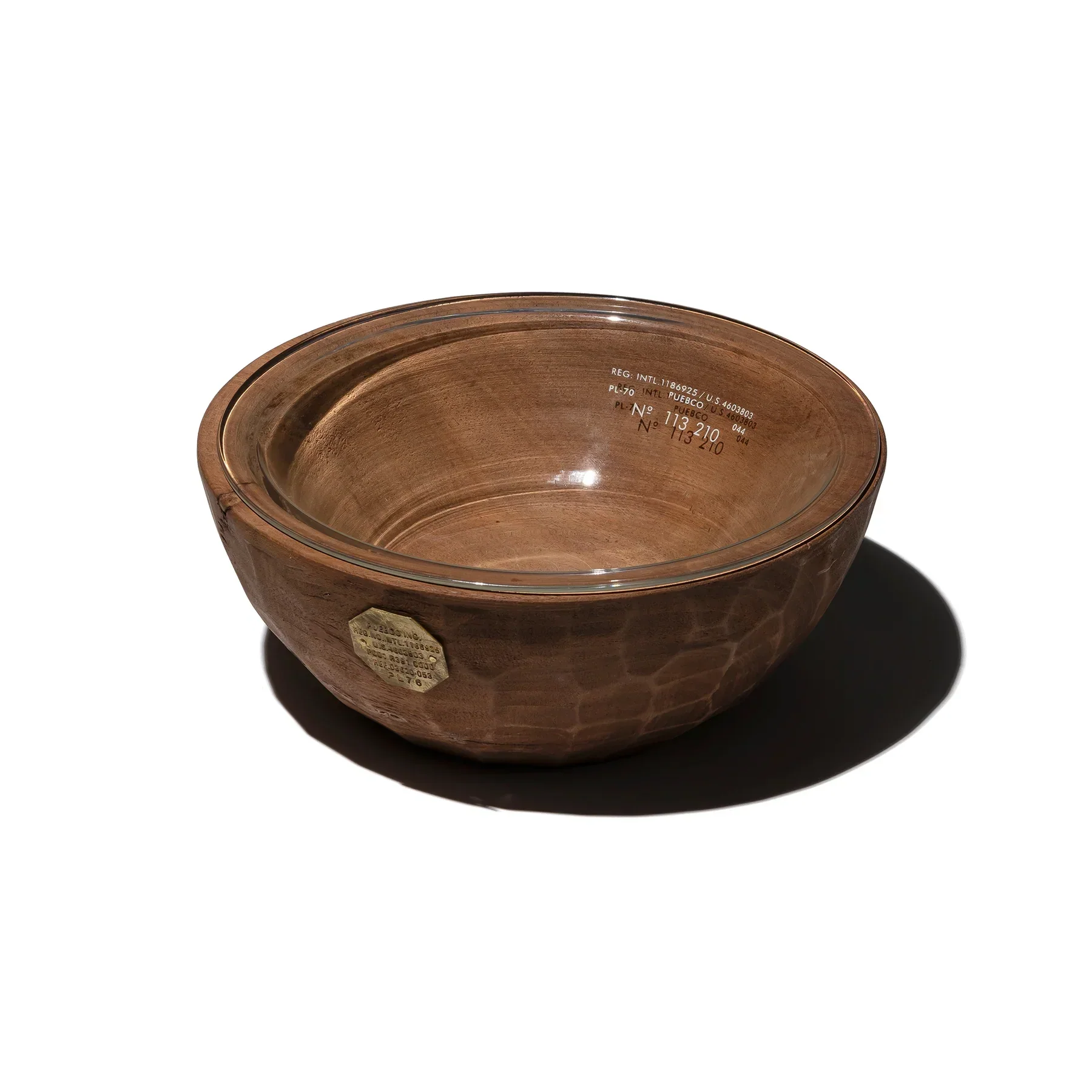 Vintage Wooden Pet Bowl with Glass - Image 3