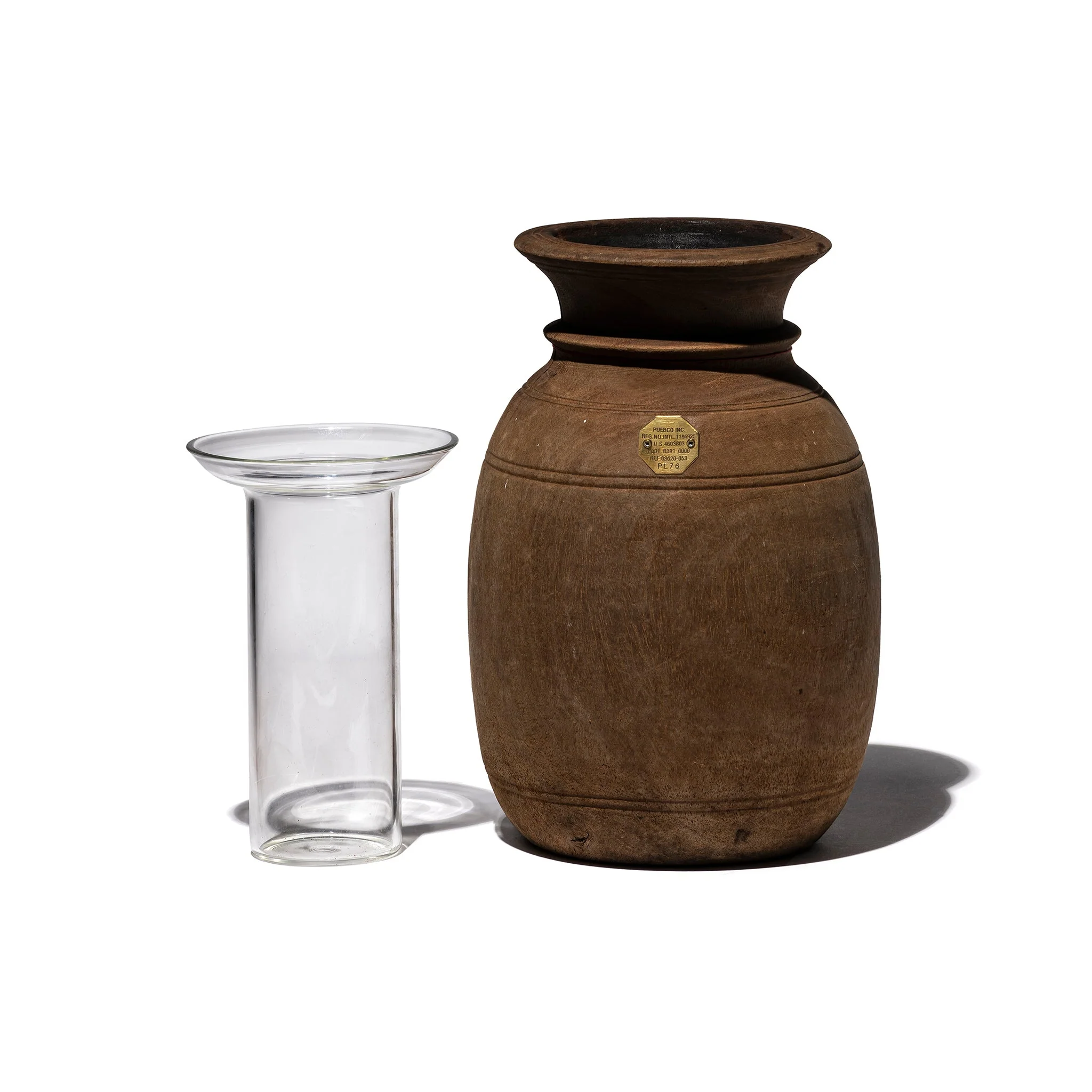 VINTAGE WOODEN POT W/GLASS CYLINDER - Image 5