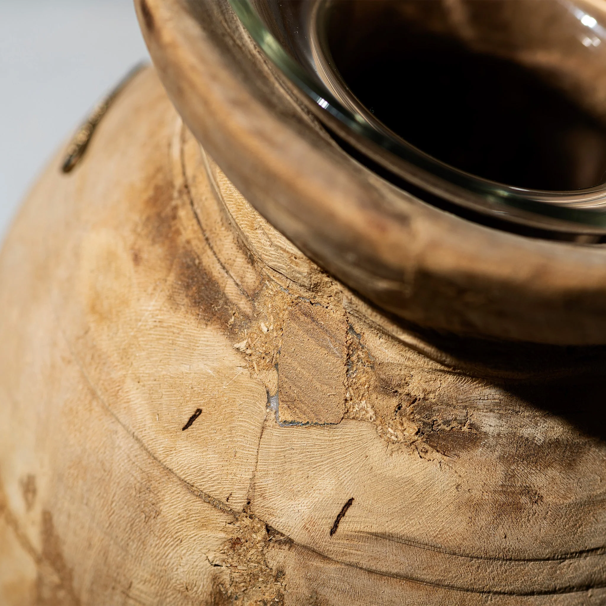 VINTAGE WOODEN POT W/GLASS CYLINDER - Image 6
